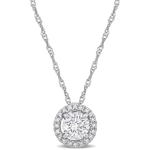 3/5 CT TW Diamond Halo Pendant 14k White Gold