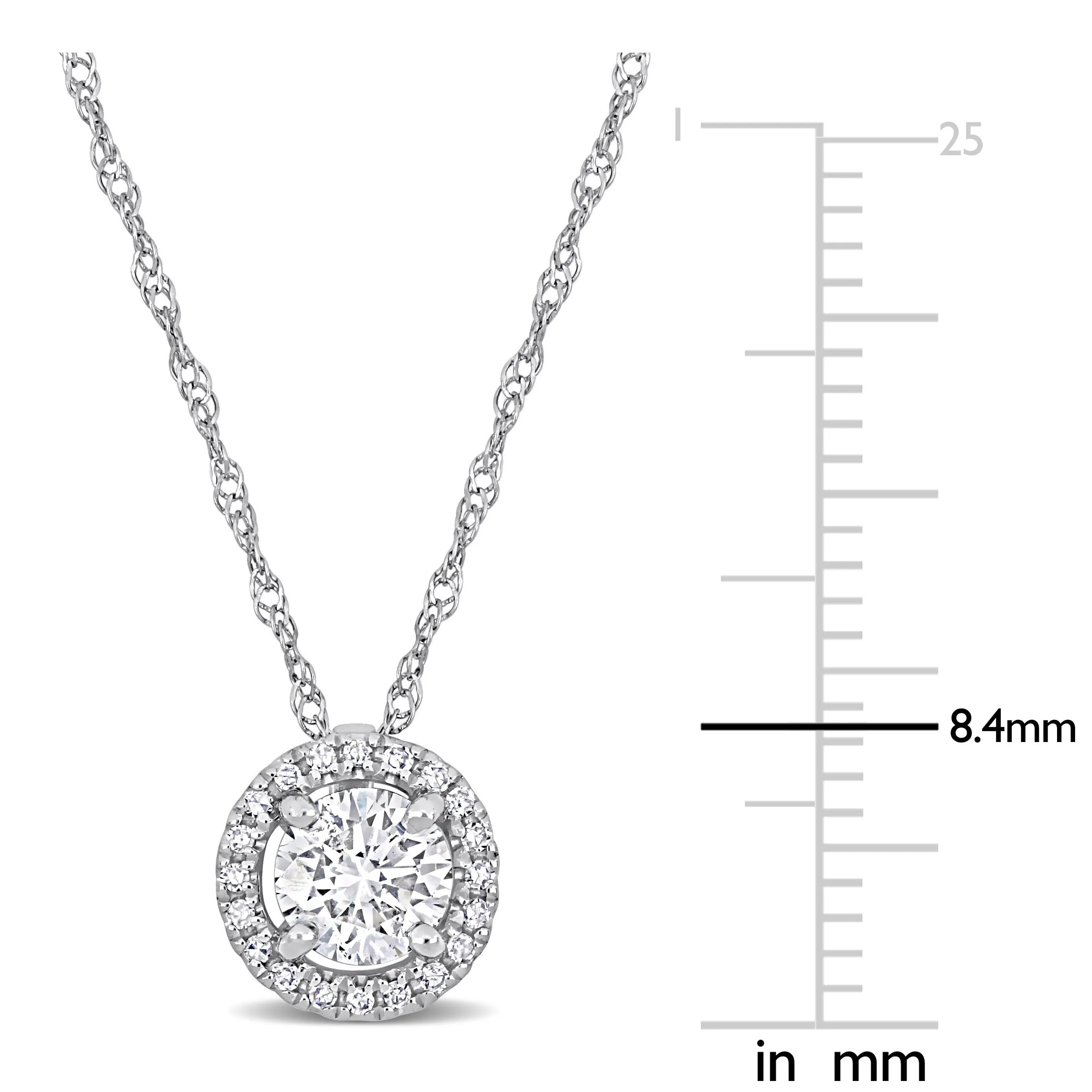 3/5 CT TW Diamond Halo Pendant 14k White Gold