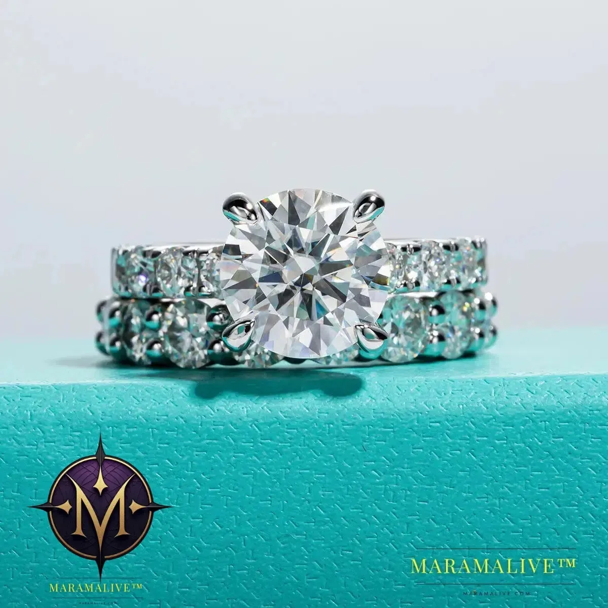 3.5ct Moissanite Diamond Silver Ring Set | Faux Jewelry