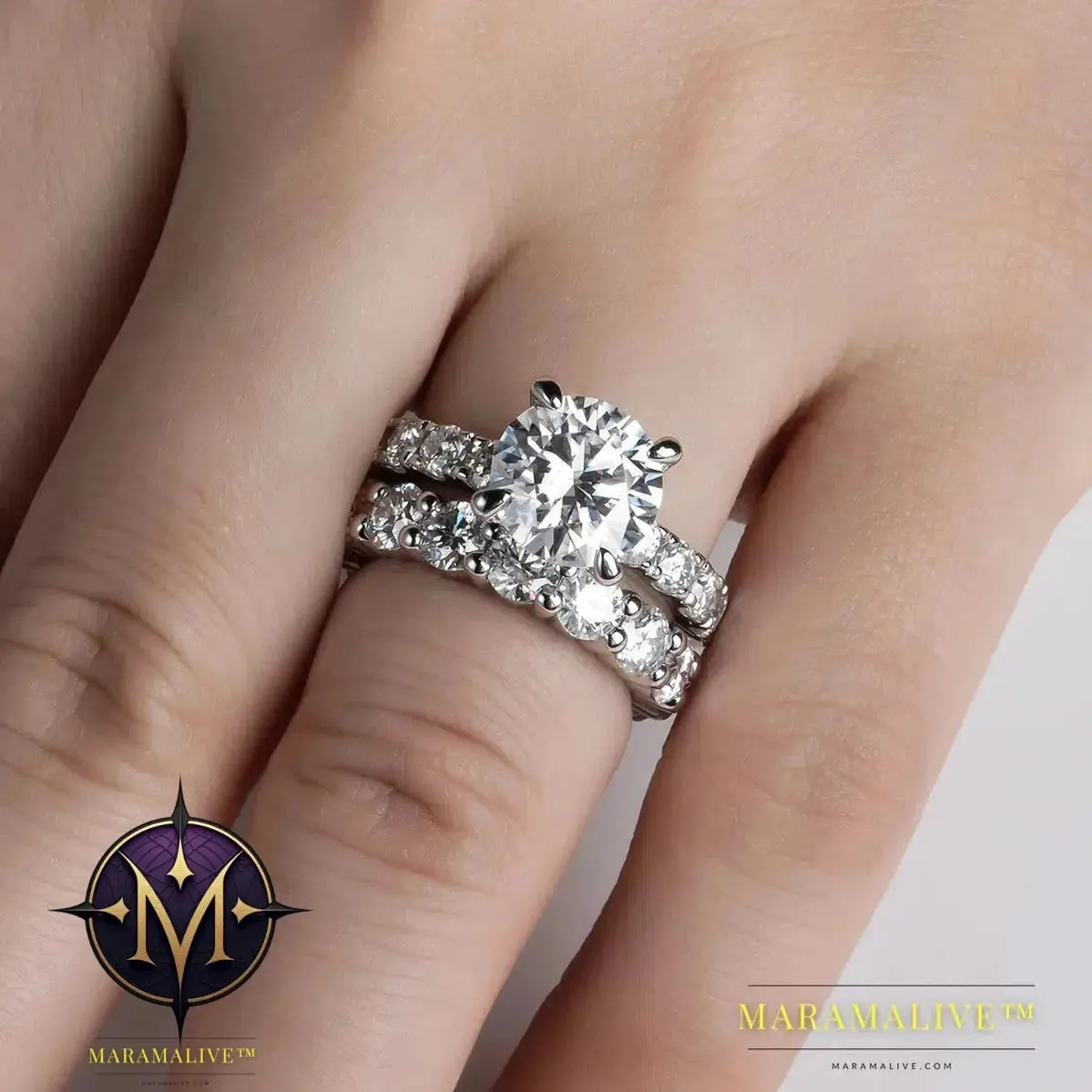 3.5ct Moissanite Diamond Silver Ring Set | Faux Jewelry
