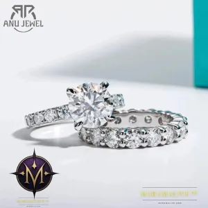3.5ct Moissanite Diamond Silver Ring Set | Faux Jewelry