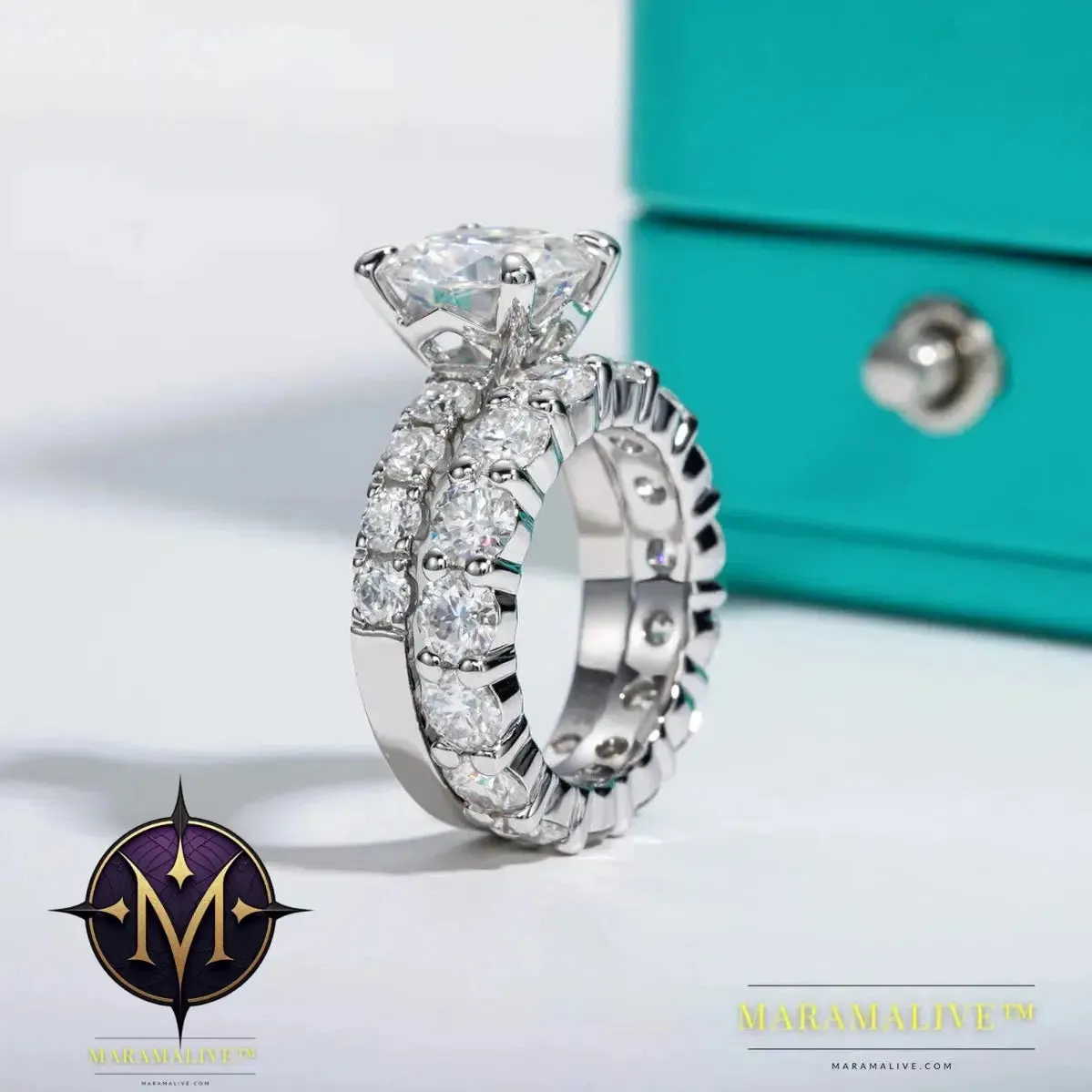 3.5ct Moissanite Diamond Silver Ring Set | Faux Jewelry