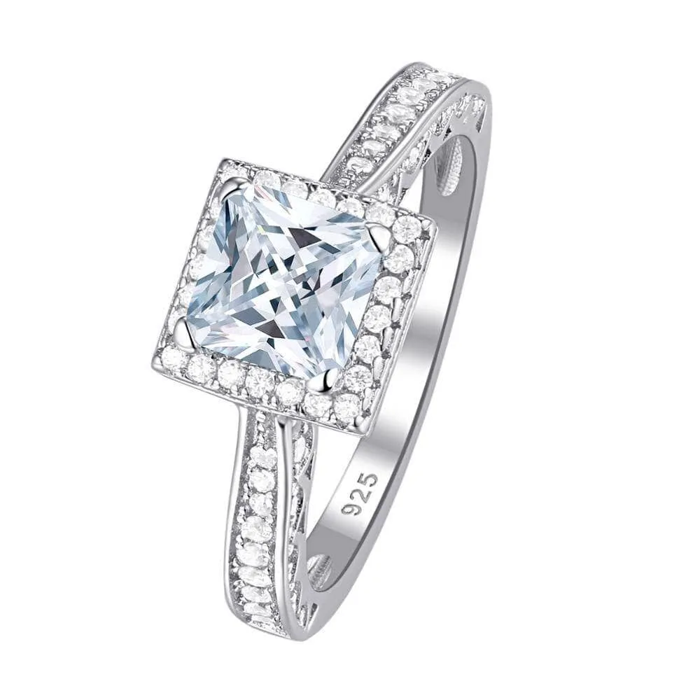 3pcs 2.8ct Princess Cut White Created Diamond Engagement Ring Set