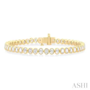 4 1/2 ctw North-South Bezel Set Oval Cut Diamond Tennis Bracelet in 14K Yellow Gold
