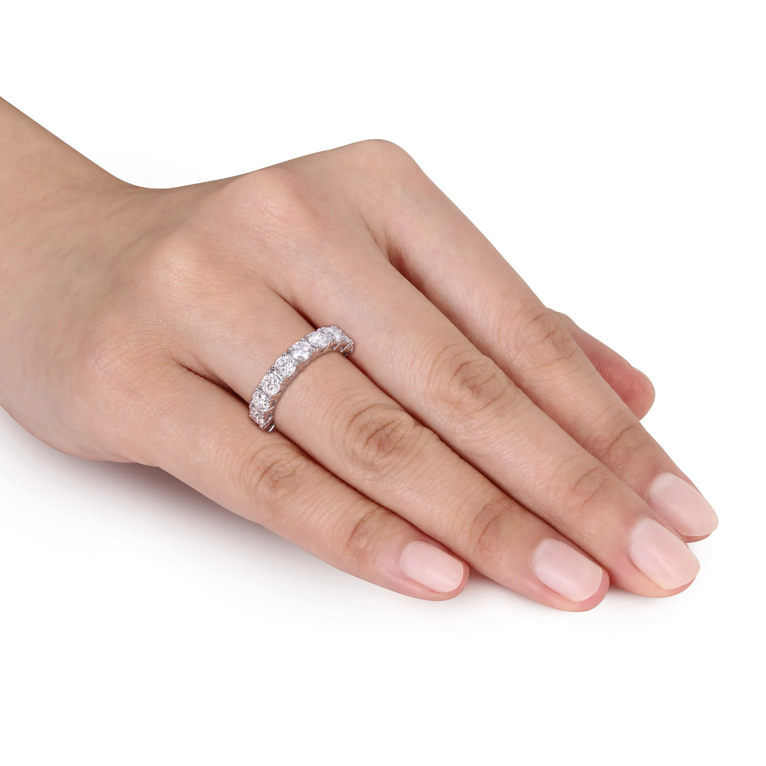 4 1/4 CT DEW Created Moissanite Eternity Ring 10k White Gold