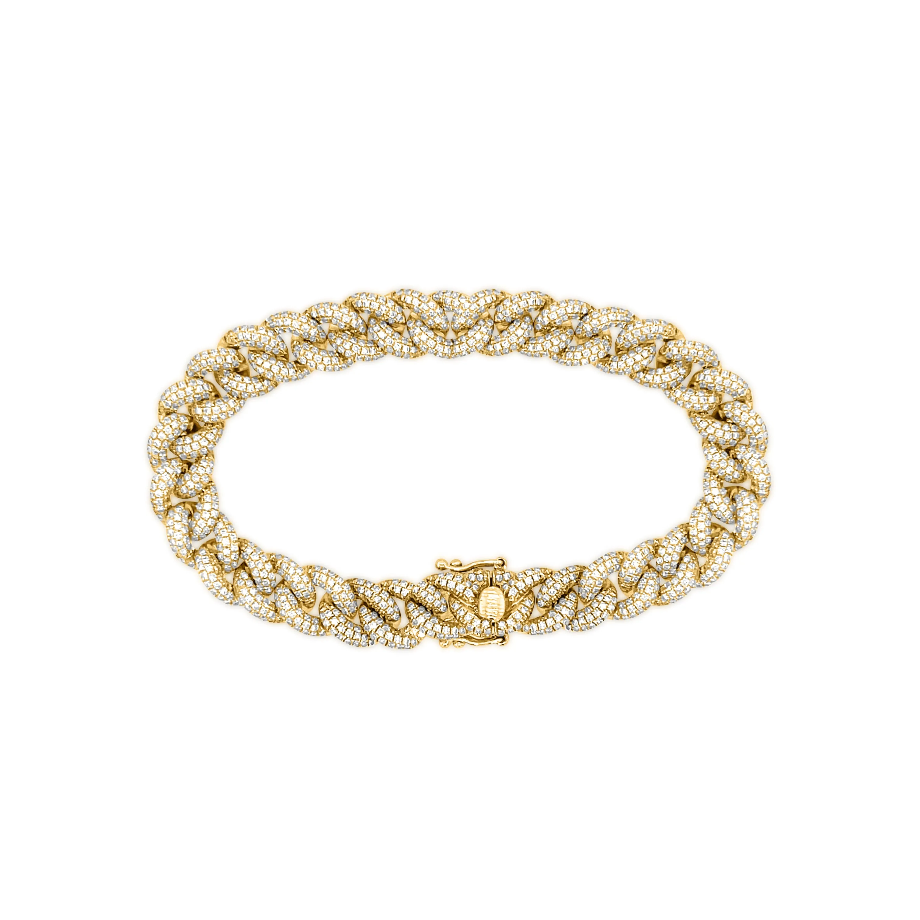 4.01 Carat Cuban Link Diamond Bracelet in 14k Yellow Gold
