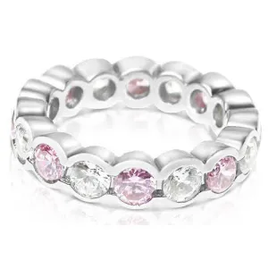 4.10 CT Round Cut Pink Sapphires & Diamonds - Eternity Ring