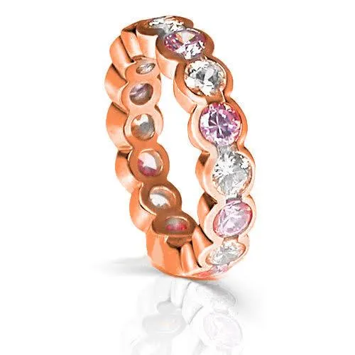 4.10 CT Round Cut Pink Sapphires & Diamonds - Eternity Ring