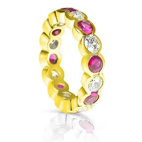 4.10 CT Round Cut Rubies & Diamonds - Eternity Ring