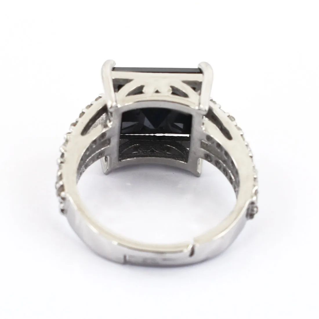 4.70 Ct Princess Cut Black Diamond Cocktail Ring with Diamond Accents, Gorgeous Look & Great Sparkle
