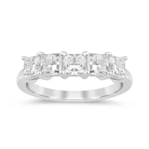 5 Stone Princess Cut Ring with 2.00ct of Laboratory Grown Diamonds in Sterling Silver and Platinum