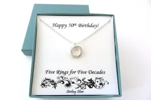 50th Birthday Gift for Women | Sterling Silver Birthday Necklace | 50th Birthday Gifts
