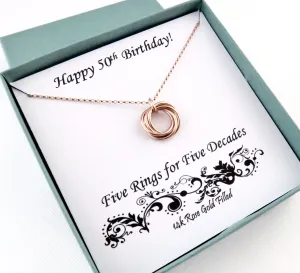 50th Birthday Necklace | Rose Gold Birthday Necklace | 50th Birthday Gifts