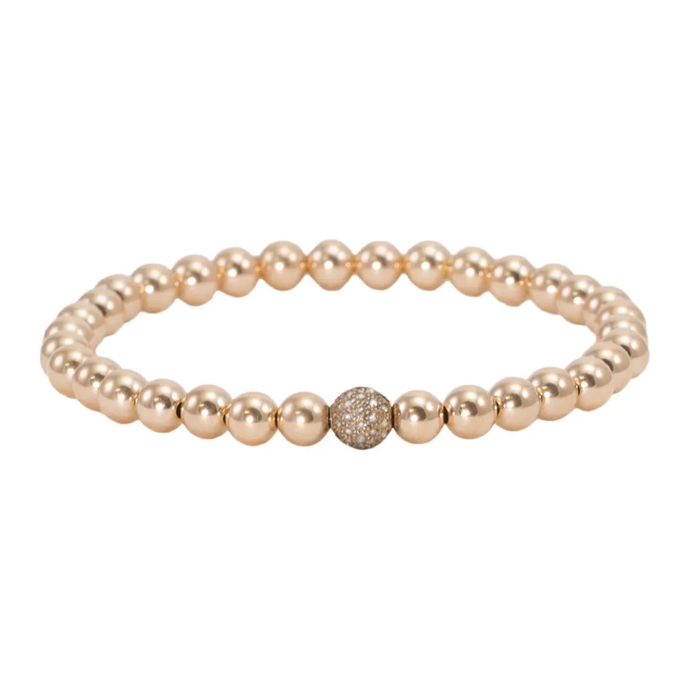 5mm Gold Filled Beads with Champagne Diamond Bead Bracelet