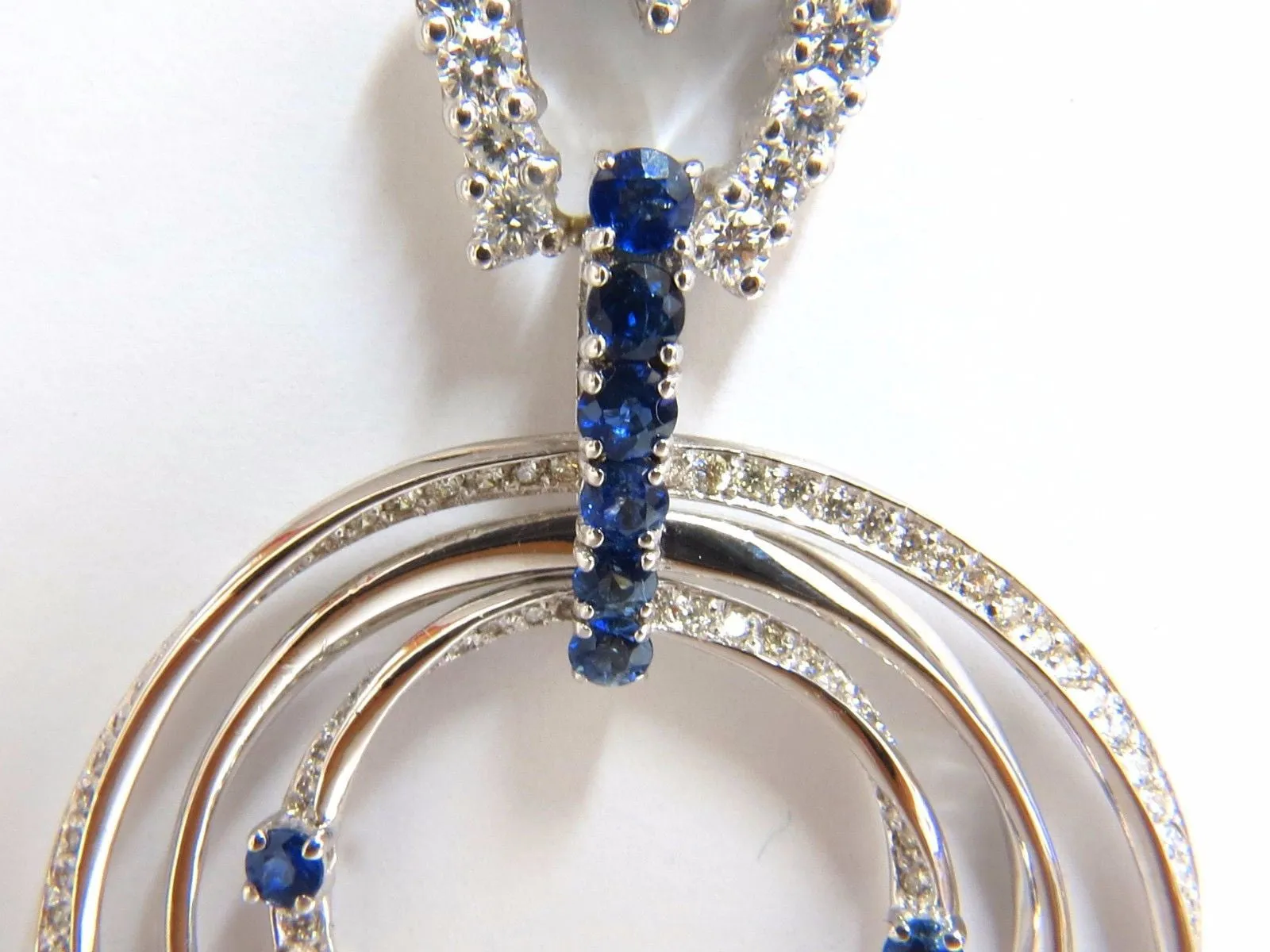 6.00ct Natural Diamonds Sapphire 3 Tier Dangle earrings 14kt Heart