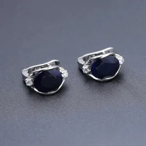 6.48Ct Natural Blue Sapphire Stud Earrings – 925 Sterling Silver Engagement Jewelry