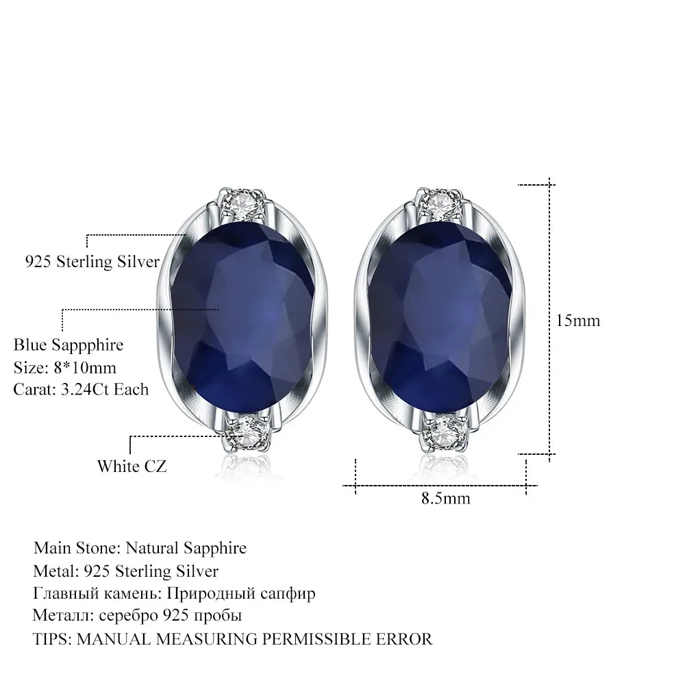 6.48Ct Natural Blue Sapphire Stud Earrings – 925 Sterling Silver Engagement Jewelry