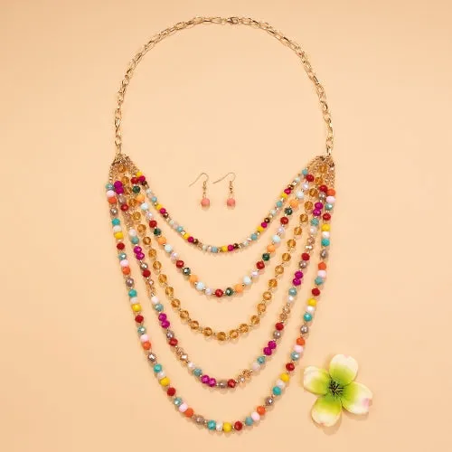 72781 - Crystal Beaded Necklace - Multi