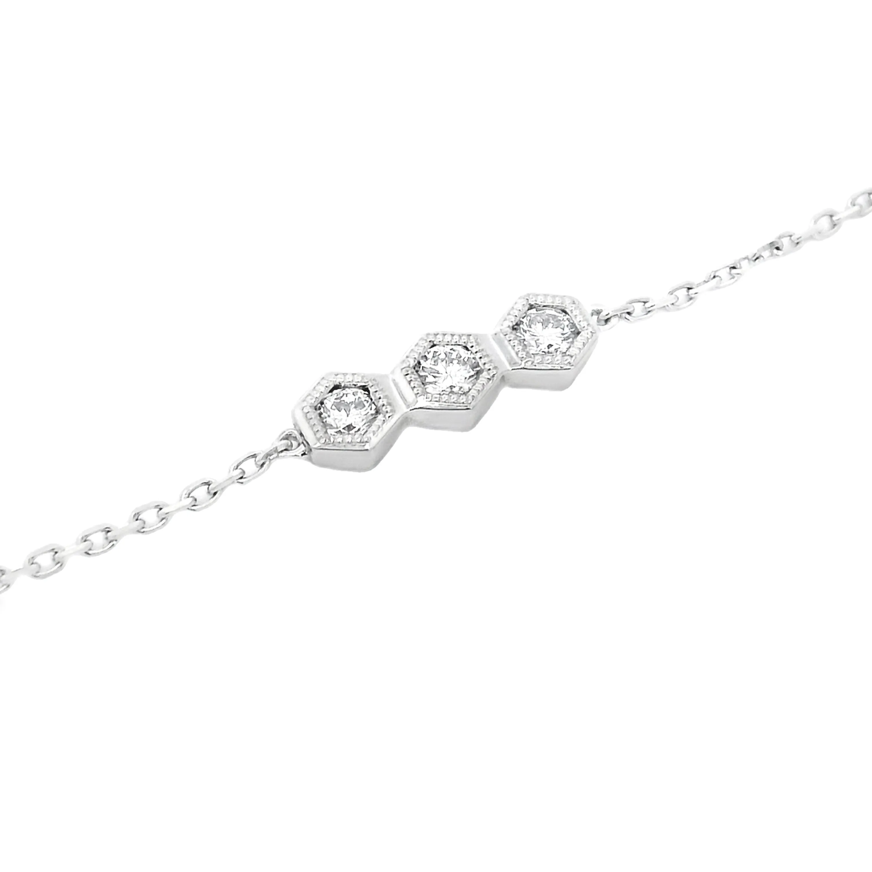 .75ct 18k Gold Diamond Hexagon Station Bracelet