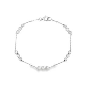 .75ct 18k Gold Diamond Hexagon Station Bracelet