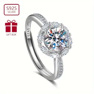 925 Silver Princess Cut Ring with Hearts & Arrows Zirconia Stones