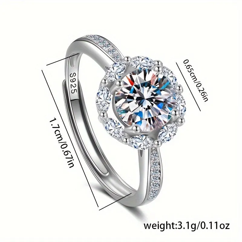 925 Silver Princess Cut Ring with Hearts & Arrows Zirconia Stones