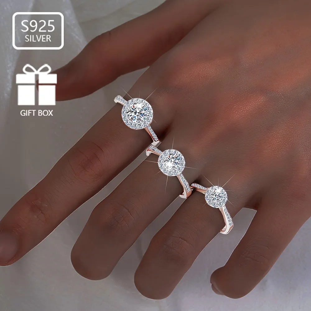 925 Silver Princess Cut Ring with Hearts & Arrows Zirconia Stones