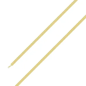 925 Sterling Silver 4mm Gold Plated Herring Bone Chain Size- 8"