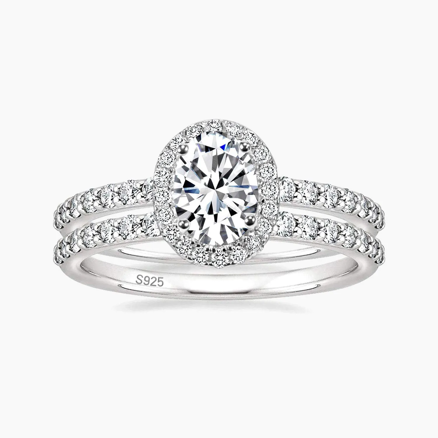 925 Sterling Silver Brilliant Oval Cubic Zirconia Promise Ring