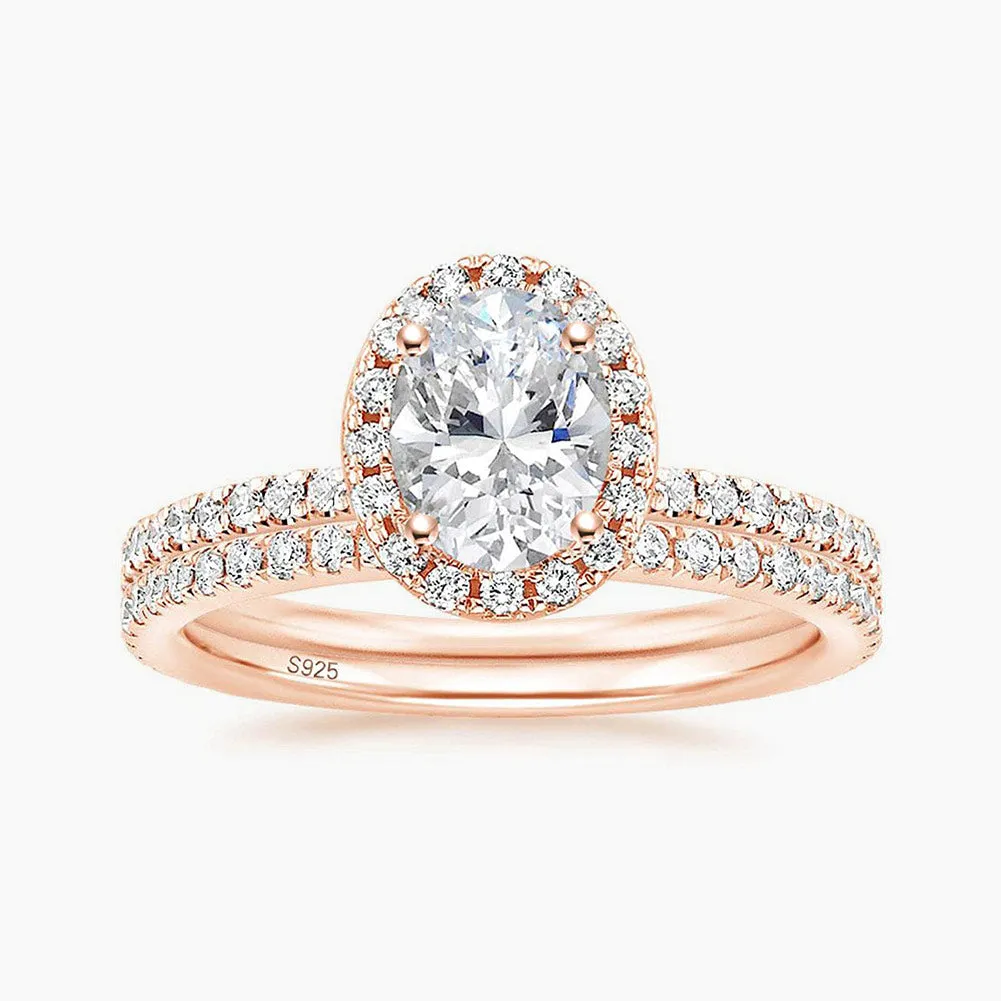 925 Sterling Silver Brilliant Oval Cubic Zirconia Promise Ring