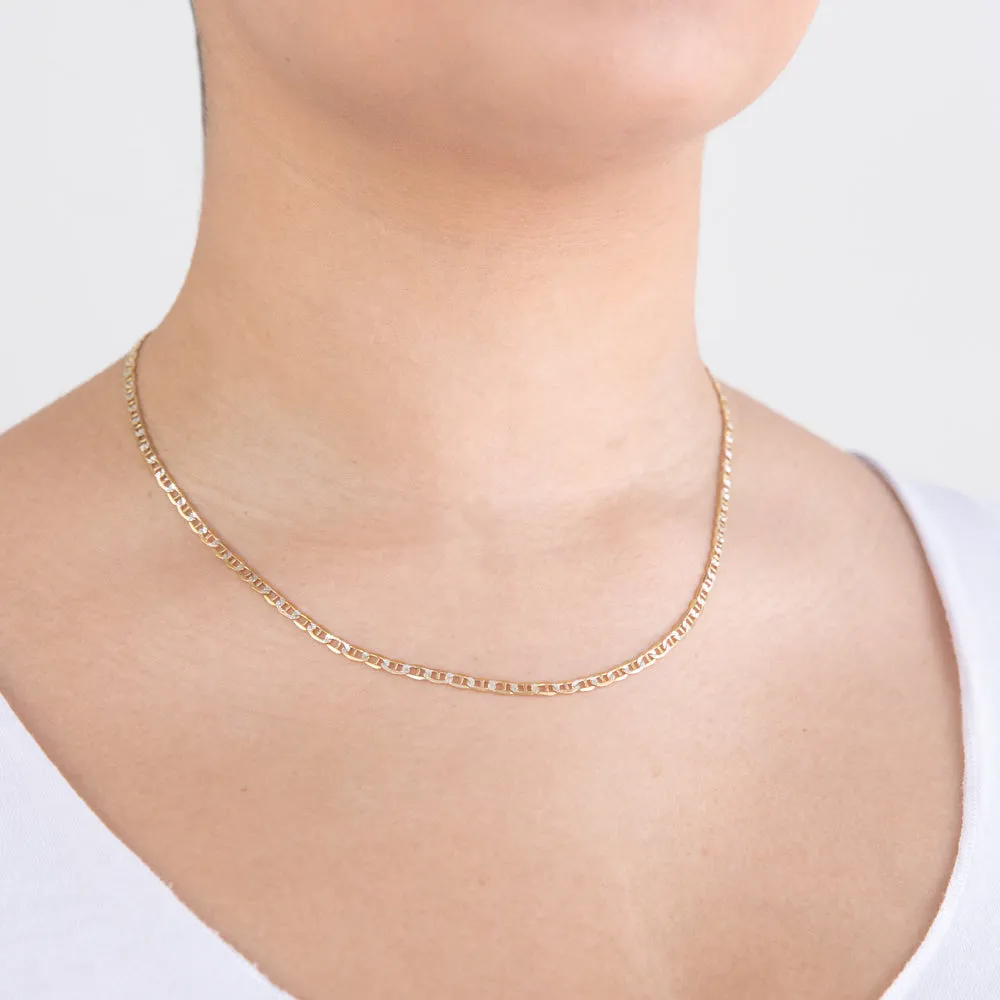 9ct Silverfilled White And Yellow Gold Anchor 45cm Chain