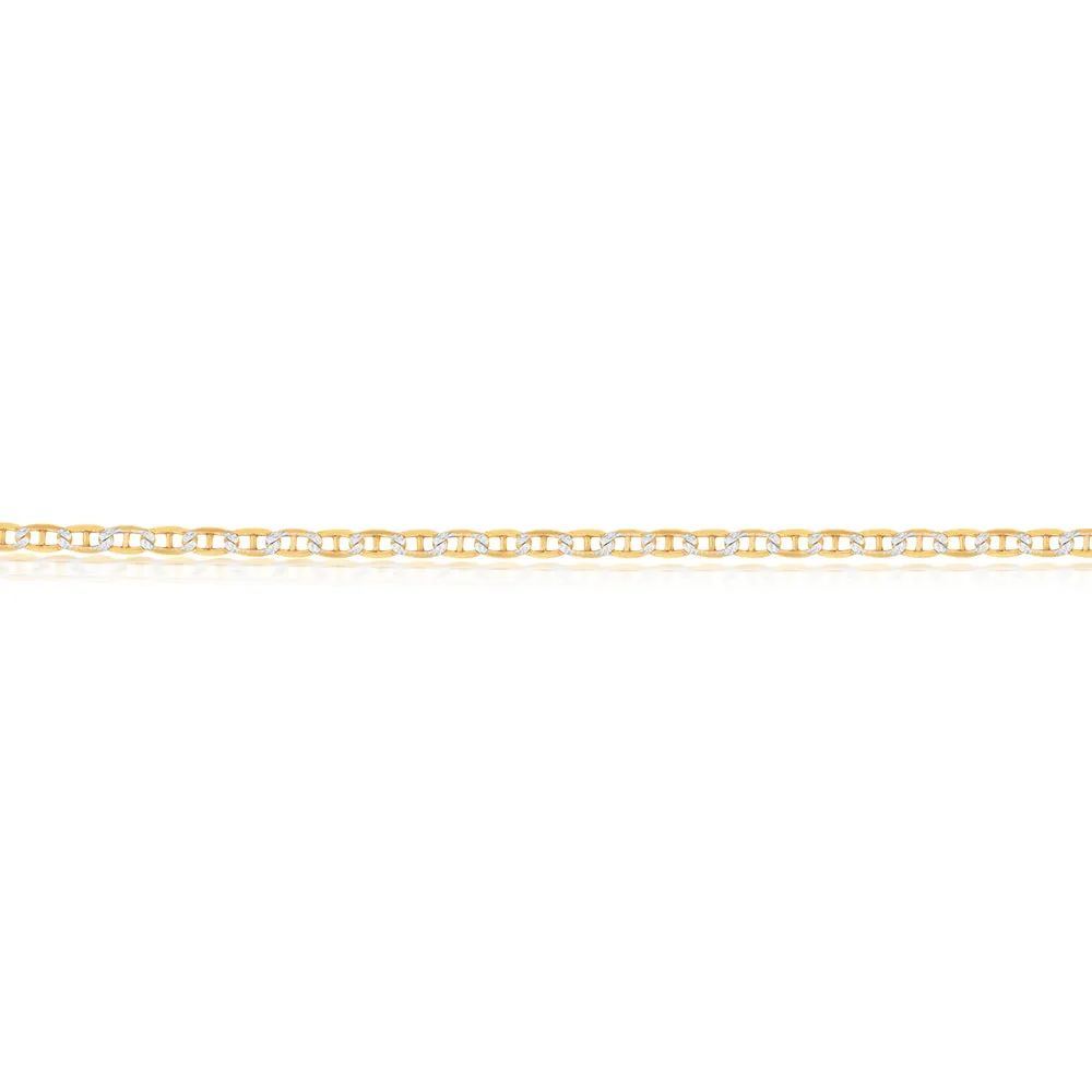9ct Silverfilled White And Yellow Gold Anchor 45cm Chain