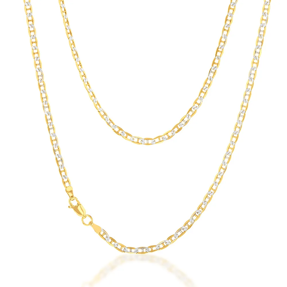 9ct Silverfilled White And Yellow Gold Anchor 45cm Chain