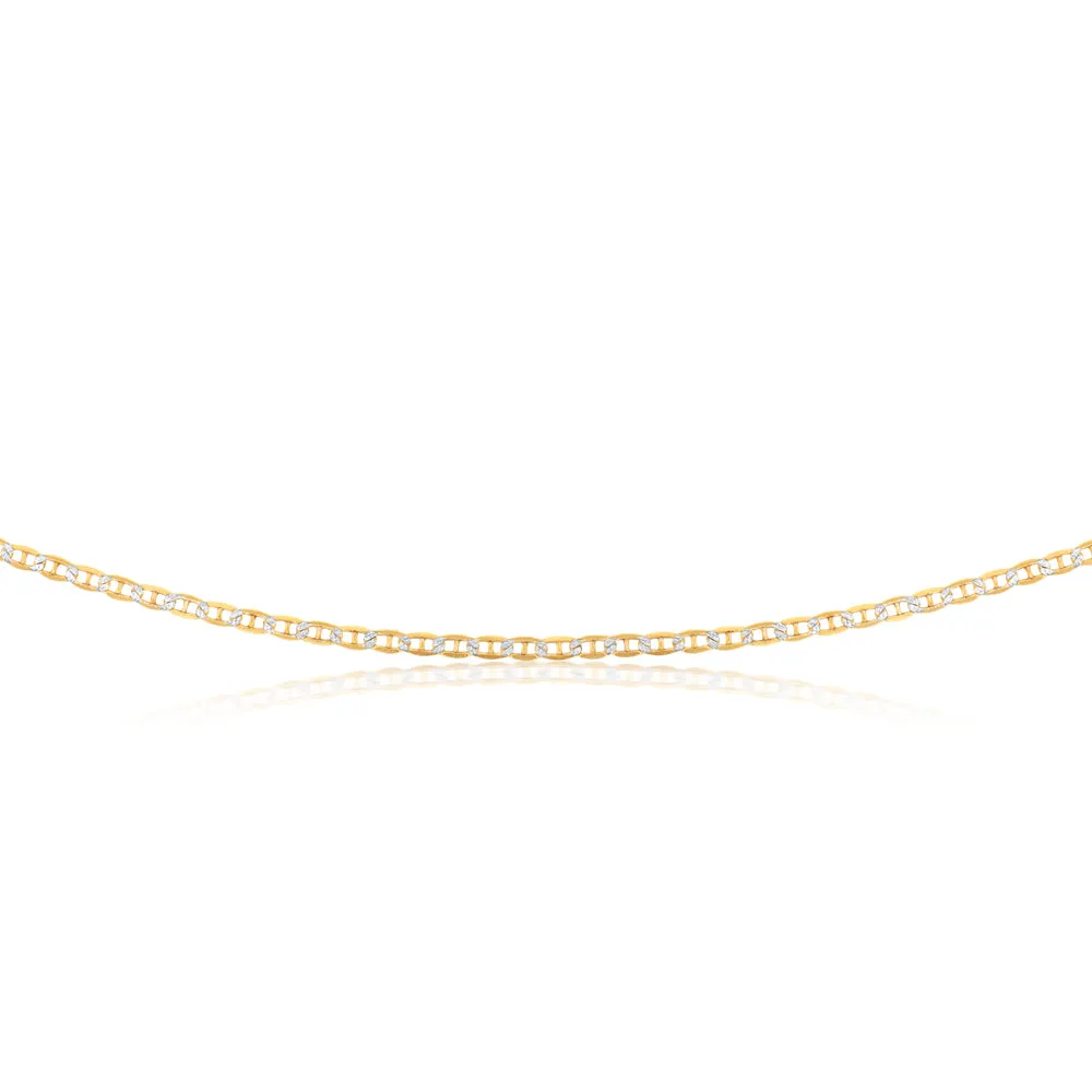 9ct Silverfilled White And Yellow Gold Anchor 45cm Chain