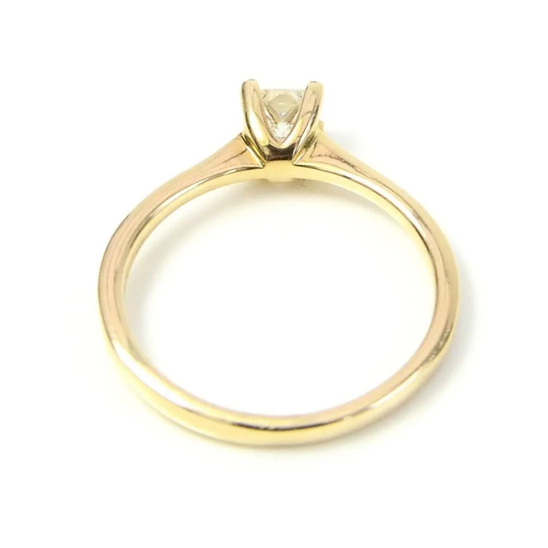 9ct Yellow Gold & 0.25ct Princess Cut Diamond Solitaire Engagement Ring
