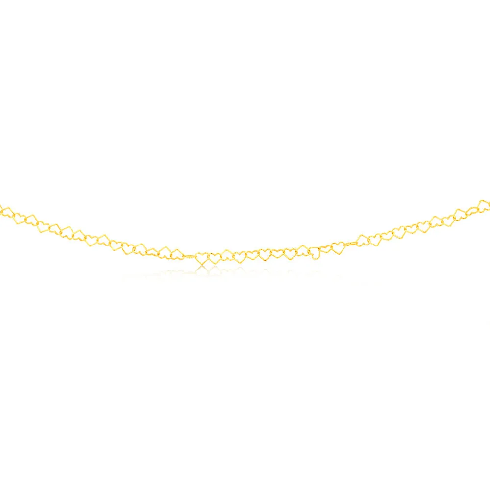 9ct Yellow Gold Fancy Heart 45cm Chain