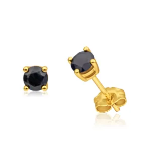 9ct Yellow Gold Natural Sapphire Stud Earrings