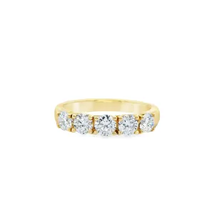 9ct Yellow Gold Round Lab Grown Diamond Eternity Ring with 5 Stones, TDW= 1.05ct
