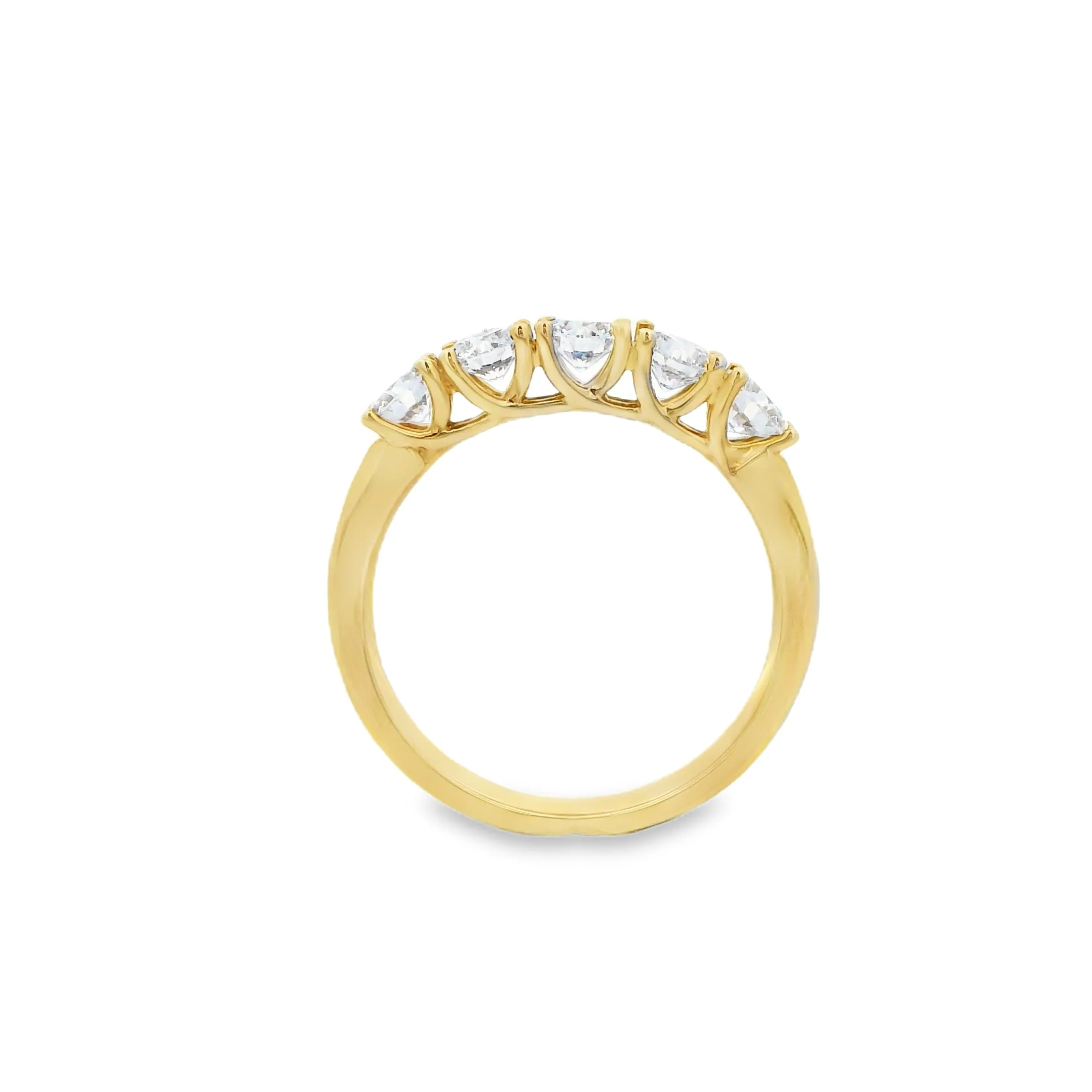 9ct Yellow Gold Round Lab Grown Diamond Eternity Ring with 5 Stones, TDW= 1.05ct