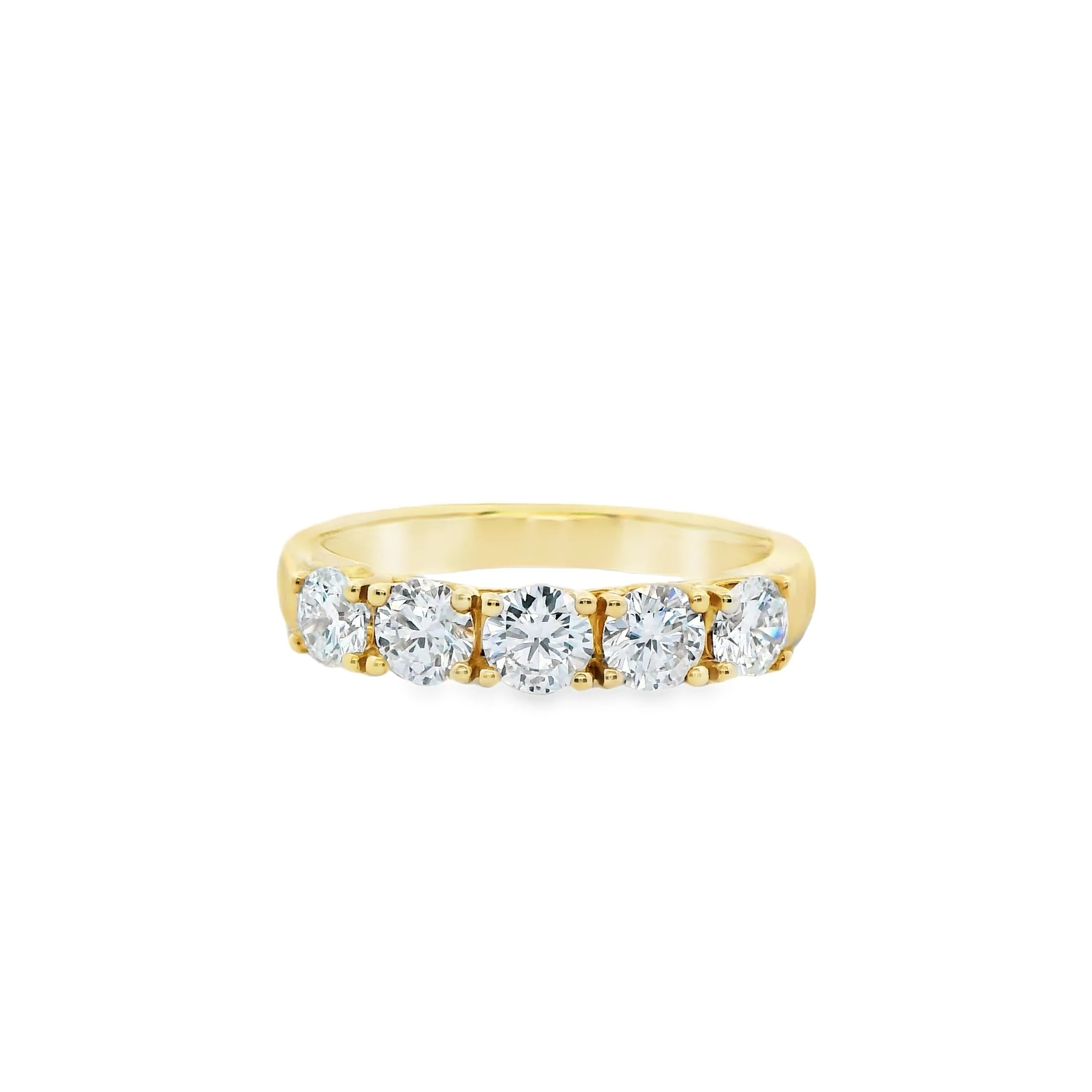 9ct Yellow Gold Round Lab Grown Diamond Eternity Ring with 5 Stones, TDW= 1.05ct