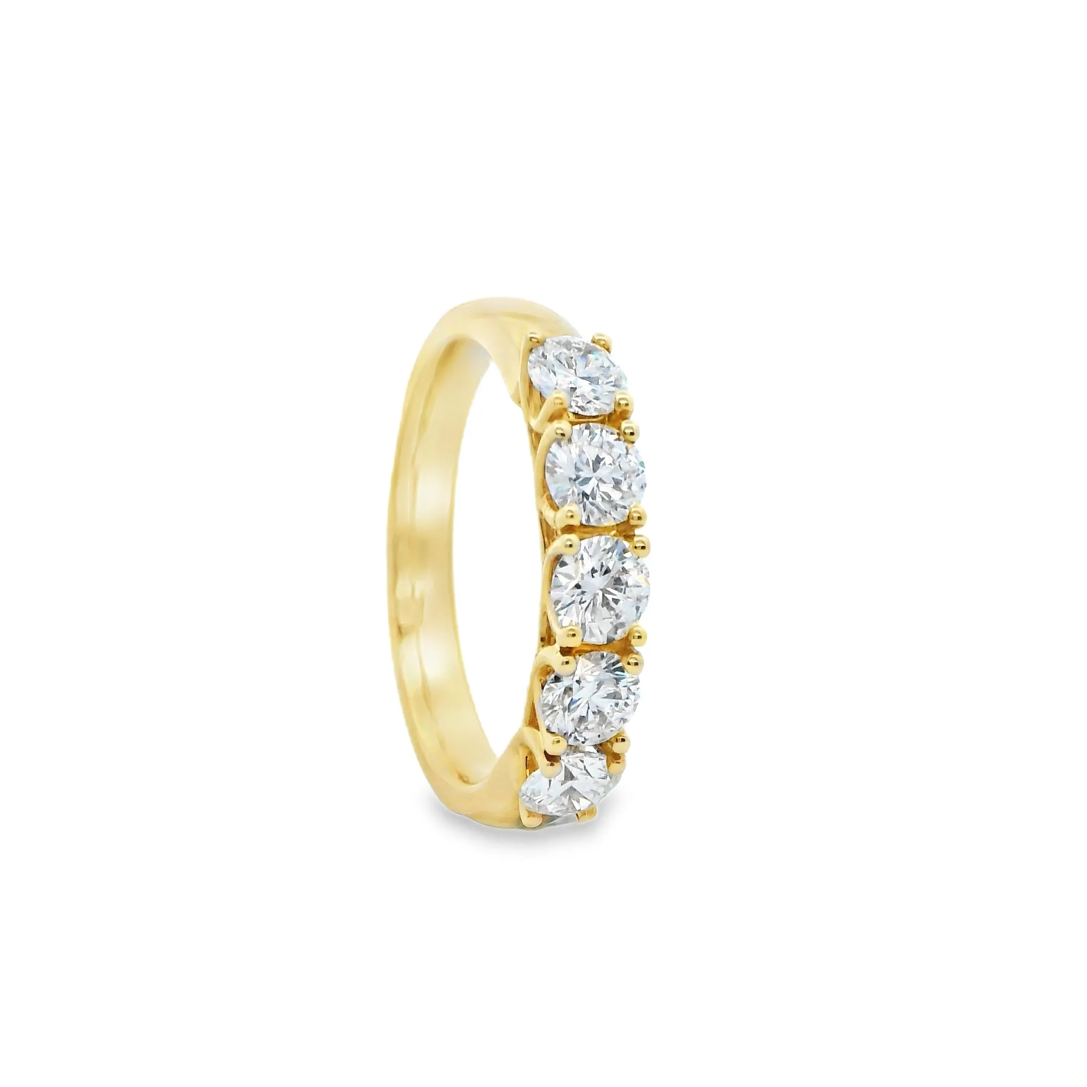 9ct Yellow Gold Round Lab Grown Diamond Eternity Ring with 5 Stones, TDW= 1.05ct