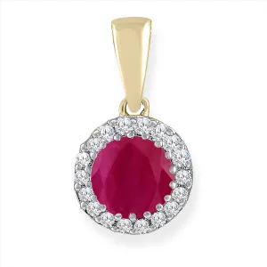 9K YG Ruby & Dia Pendant