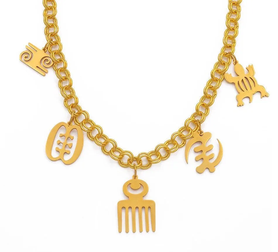 Adinkra Gye Nyame  Necklace, African Symbol Necklaces for Women Gold Adinkra Gye Nyame ,african necklace, ethnic necklace ,adinkra choker