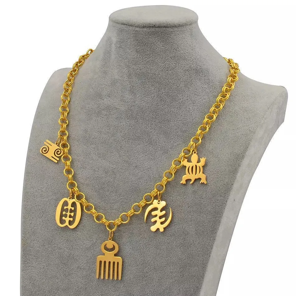 Adinkra Gye Nyame  Necklace, African Symbol Necklaces for Women Gold Adinkra Gye Nyame ,african necklace, ethnic necklace ,adinkra choker