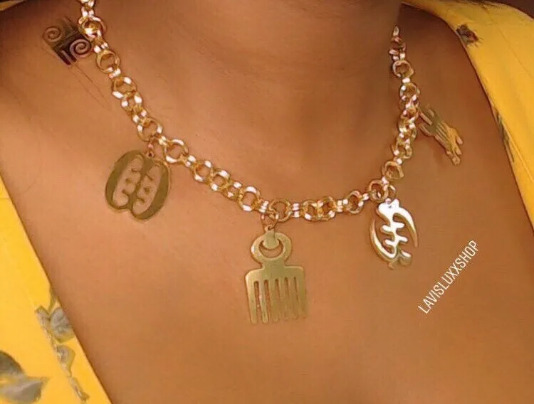 Adinkra Gye Nyame  Necklace, African Symbol Necklaces for Women Gold Adinkra Gye Nyame ,african necklace, ethnic necklace ,adinkra choker