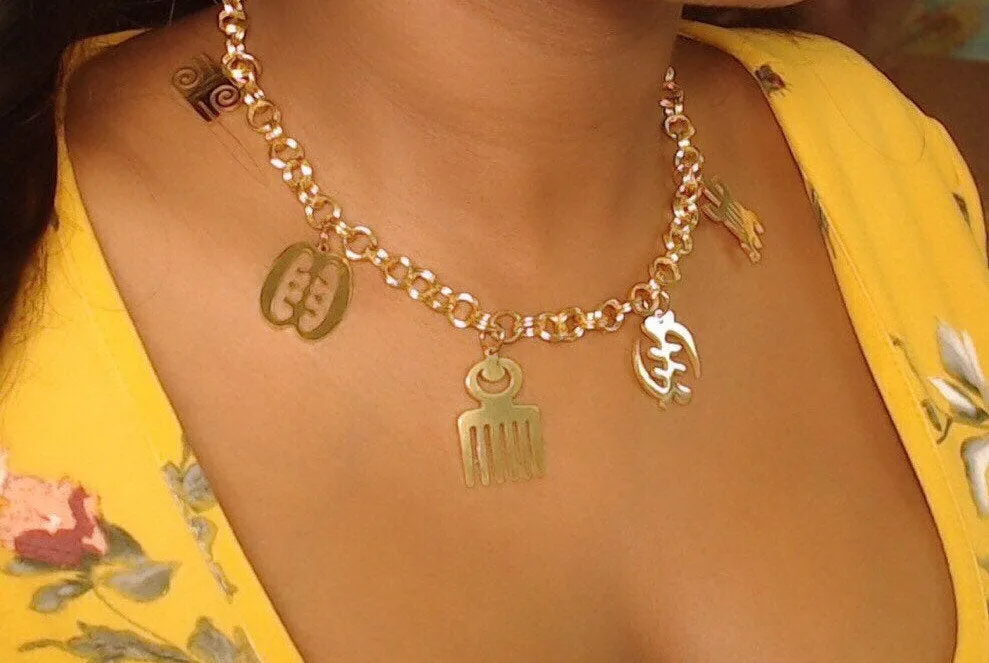 Adinkra Gye Nyame  Necklace, African Symbol Necklaces for Women Gold Adinkra Gye Nyame ,african necklace, ethnic necklace ,adinkra choker