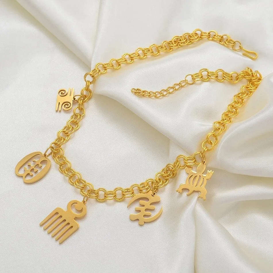 Adinkra Gye Nyame  Necklace, African Symbol Necklaces for Women Gold Adinkra Gye Nyame ,african necklace, ethnic necklace ,adinkra choker