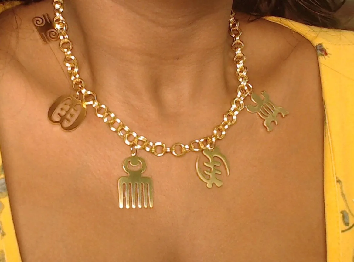 Adinkra Gye Nyame  Necklace, African Symbol Necklaces for Women Gold Adinkra Gye Nyame ,african necklace, ethnic necklace ,adinkra choker