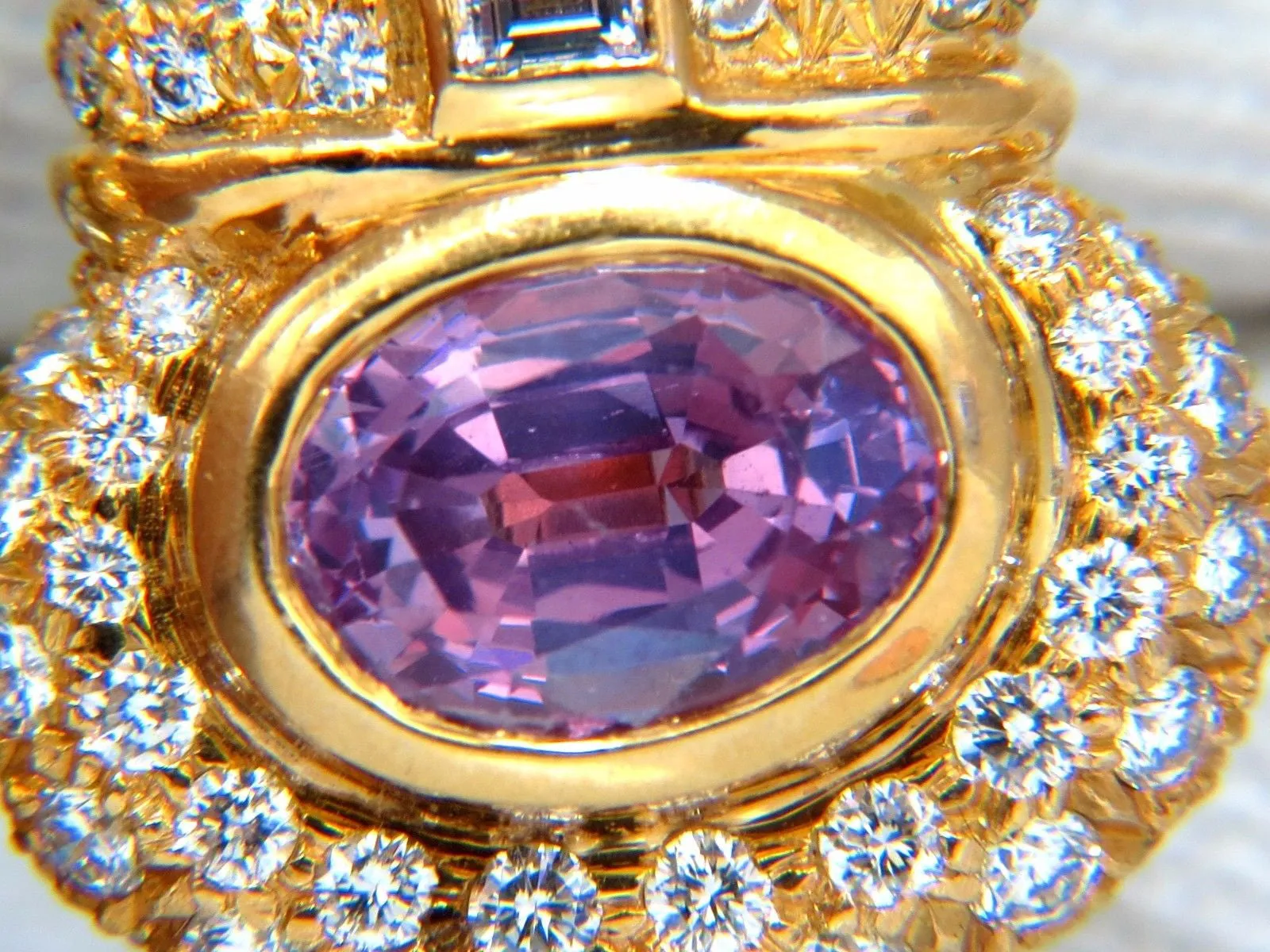 AGL Certified 10.75ct natural pink & blue sapphire diamond earrings 18kt