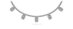 Alluring Diamond Tennis Diamond Necklace with 8.17 ct.(finished) 5x3mm, 1.1mm, 2.2mm